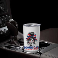 Dominican Girl Tumbler Cup Messy Bun Caribbean Dominican Republic DR Flag - Wonder Print Shop