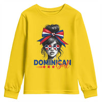 Dominican Girl Youth Sweatshirt Messy Bun Caribbean Dominican Republic DR Flag - Wonder Print Shop