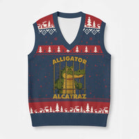 Alligator Alcatraz Florida Everglades V-Neck Knit Sweater Vest Funny Political Satire Meme - Wonder Print Shop