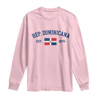 Dominican Republic Long Sleeve Shirt Vintage Distressed Varsity Rep Dominicana Flag - Wonder Print Shop