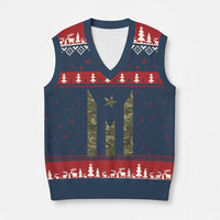 Camo Puerto Rico Flag V-Neck Knit Sweater Vest Hispanic Heritage Month Boricua Rican - Wonder Print Shop