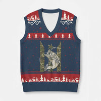 Fishing Puerto Rico Flag V-Neck Knit Sweater Vest Bass Fish Fisherman Camo Camouflage US Flag - Wonder Print Shop
