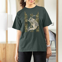 Fishing Puerto Rico Flag T Shirt For Women Bass Fish Fisherman Camo Camouflage US Flag - Wonder Print Shop