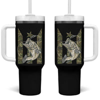 Fishing Puerto Rico Flag Tumbler With Handle Bass Fish Fisherman Camo Camouflage US Flag - Wonder Print Shop