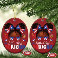 Little Miss Boricua Christmas Ornament Puerto Rican Afro Messy Bun Girls Kids - Wonder Print Shop
