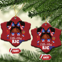 Little Miss Boricua Christmas Ornament Puerto Rican Afro Messy Bun Girls Kids - Wonder Print Shop