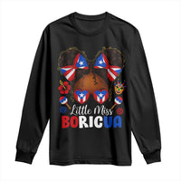 Little Miss Boricua Long Sleeve Shirt Puerto Rican Afro Messy Bun Girls Kids - Wonder Print Shop