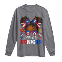 Little Miss Boricua Long Sleeve Shirt Puerto Rican Afro Messy Bun Girls Kids - Wonder Print Shop