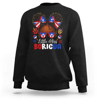 Little Miss Boricua Sweatshirt Puerto Rican Afro Messy Bun Girls Kids - Wonder Print Shop