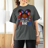 Little Miss Boricua T Shirt For Women Puerto Rican Afro Messy Bun Girls Kids - Wonder Print Shop