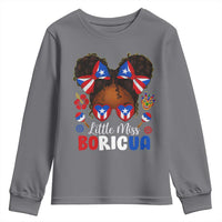 Little Miss Boricua Youth Sweatshirt Puerto Rican Afro Messy Bun Girls Kids - Wonder Print Shop