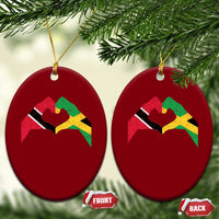 Trinidad and Tobago Jamaican Ceramic Ornament Two Flags One Heart