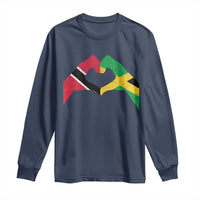 Trinidad and Tobago Jamaican Long Sleeve Shirt Two Flags One Heart