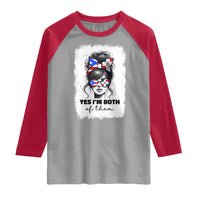 Dominican Puerto Rican Woman Raglan Shirt Yes Im Both Of Them