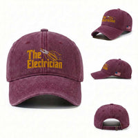 The Electrician Washed Cotton Baseball Cap Vintage Wire Stripper Pliers Graphic