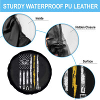 Electrician US Flag Spare Tire Cover Tools for Electricians Skull Lightning Graphic