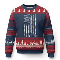 Electrician US Flag Ugly Christmas Sweater Tools for Electricians Skull Lightning Graphic