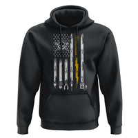 Electrician US Flag Hoodie Tools for Electricians Skull Lightning Graphic