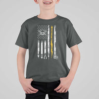 Electrician US Flag T Shirt For Kid Tools for Electricians Skull Lightning Graphic