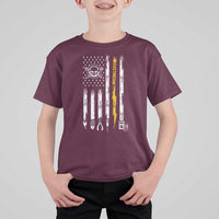 Electrician US Flag T Shirt For Kid Tools for Electricians Skull Lightning Graphic