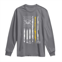 Electrician US Flag Long Sleeve Shirt Tools for Electricians Skull Lightning Graphic