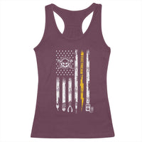 Electrician US Flag Racerback Tank Top Tools for Electricians Skull Lightning Graphic