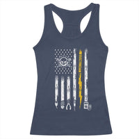 Electrician US Flag Racerback Tank Top Tools for Electricians Skull Lightning Graphic