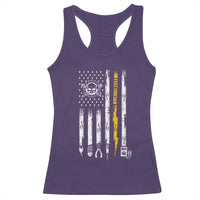 Electrician US Flag Racerback Tank Top Tools for Electricians Skull Lightning Graphic