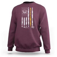 Electrician US Flag Sweatshirt Tools for Electricians Skull Lightning Graphic
