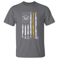 Electrician US Flag T Shirt Tools for Electricians Skull Lightning Graphic