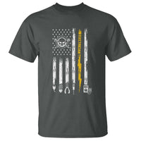 Electrician US Flag T Shirt Tools for Electricians Skull Lightning Graphic
