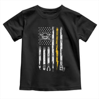 Electrician US Flag Toddler T Shirt Tools for Electricians Skull Lightning Graphic