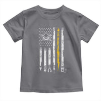 Electrician US Flag Toddler T Shirt Tools for Electricians Skull Lightning Graphic
