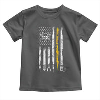 Electrician US Flag Toddler T Shirt Tools for Electricians Skull Lightning Graphic