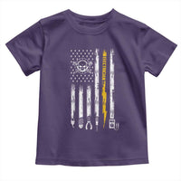 Electrician US Flag Toddler T Shirt Tools for Electricians Skull Lightning Graphic