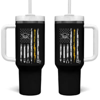 Electrician US Flag Tumbler With Handle Tools for Electricians Skull Lightning Graphic
