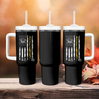 Electrician US Flag Tumbler With Handle Tools for Electricians Skull Lightning Graphic