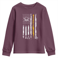 Electrician US Flag Youth Sweatshirt Tools for Electricians Skull Lightning Graphic
