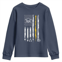 Electrician US Flag Youth Sweatshirt Tools for Electricians Skull Lightning Graphic