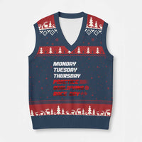 Monday Tuesday Thursday Practice Qualifying Race Day V-Neck Knit Sweater Vest - Wonder Print Shop