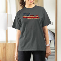 Racing Car T Shirt For Women Retro Style Vintage American Flag - Wonder Print Shop