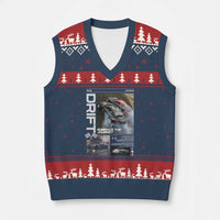 Vintage Japanese Drift Race Car V-Neck Knit Sweater Vest Cool Retro Vintage JDM Tokyo Japan Drifting - Wonder Print Shop