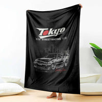 Retro JDM Drift Car Throw Blanket Japanese Tokyo Japan Drifting Race Car - Wonder Print Shop