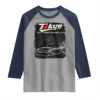 Retro JDM Drift Car Raglan Shirt Japanese Tokyo Japan Drifting Race Car - Wonder Print Shop