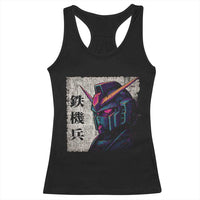 Japanese Mecha Robot Racerback Tank Top Samurai Inspired Futuristic Kanji Design