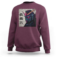 Japanese Mecha Robot Sweatshirt Samurai Inspired Futuristic Kanji Design
