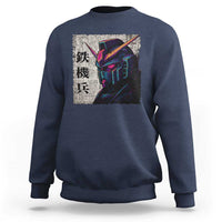 Japanese Mecha Robot Sweatshirt Samurai Inspired Futuristic Kanji Design