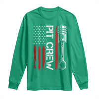Pit Crew Long Sleeve Shirt Racing Race Car American Flag - Wonder Print Shop