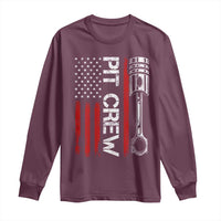 Pit Crew Long Sleeve Shirt Racing Race Car American Flag - Wonder Print Shop
