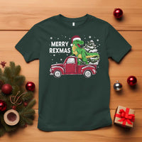 Dinosaur Christmas Tree T Shirt Merry Rexmas Xmas Pet Dino Trex Red Truck Family - Wonder Print Shop